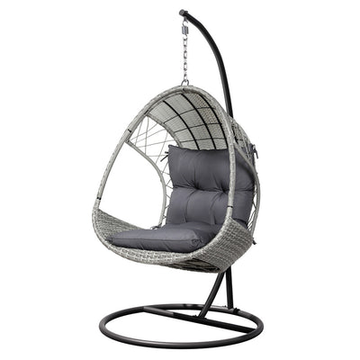 NNEDSZ Outdoor Egg Swing Chair Wicker Furniture Pod Stand Armrest Light Grey-0