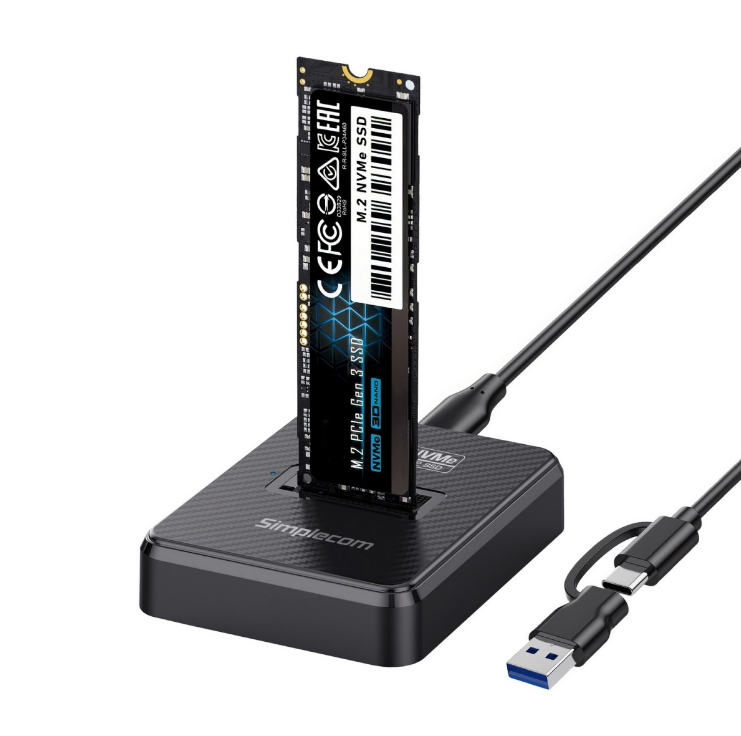 Simplecom SD511 M.2 SSD Docking Station NVMe and SATA Dual Protocol USB 3.2 Gen 2 10Gbps USB-C interface compliant