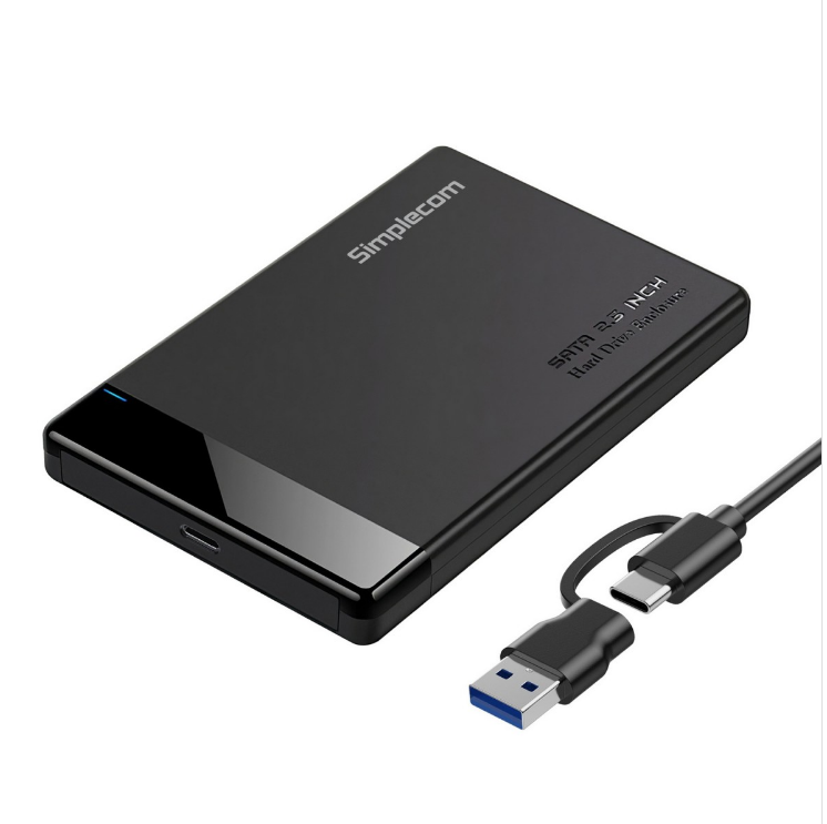 Simplecom SE109 Tool-free 2.5" SATA HDD SSD to USB-C Enclosure USB 3.2 Gen 1 Compatible with 7mm and 9.5mm laptop