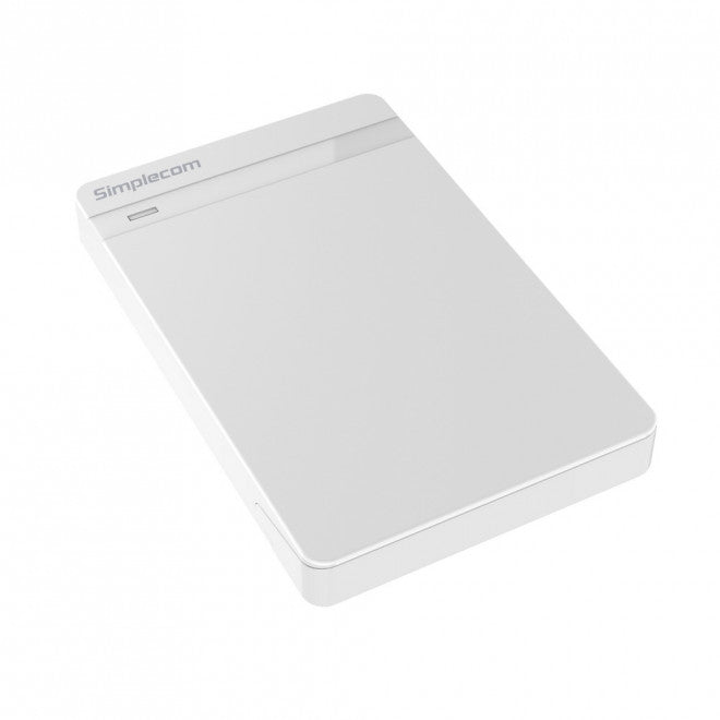 Simplecom SE203 Tool Free 2.5" SATA HDD SSD to USB 3.0 Hard Drive Enclosure - White Enclosure Super Speed USB3.0