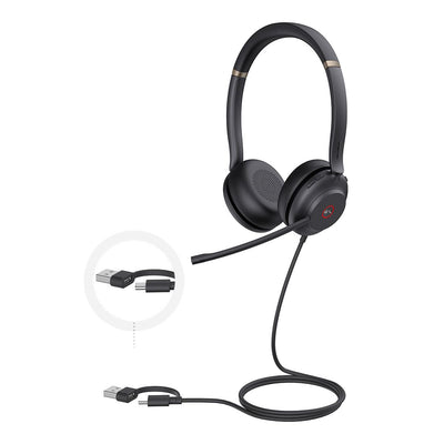 Yealink UH37 Dual MicrosoftTeams Certified USB Wired Headset USB-C/A PROFESSIONAL USB HEADSET Dual Noise-Cancelling