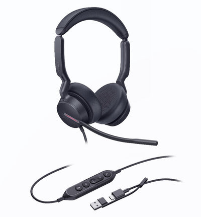 Yealink UH46 Dual UC USB-C/A Unified Communications USB Wired Headset 3-Noise-Canceling Microphones 35mm Speaker