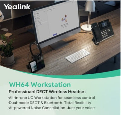 Yealink WH64 Dual Workstation, Yealink WH64 Workstation is an industry-leading DECT wireless headset with