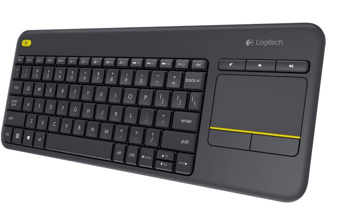 Logitech K400 Plus Wireless Keyboard with Touchpad & Entertainment Media Keys Tiny USB Unifying receiver for HTPC