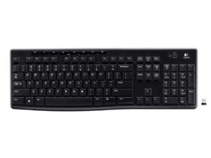Logitech K270 2.4 GHz Wireless Full Size Keyboard 128-bit AES encryption 24-month battery life Spill resistant