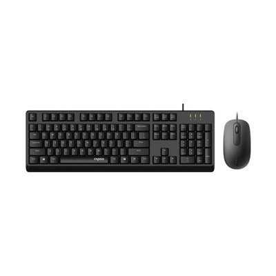 Rapoo X130pro - Wired Keyboard and Mice Combo Black with Spill Resistant / 1000dpi Optical Business and Office