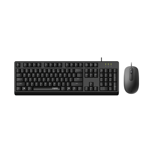 Rapoo X130pro - Wired Keyboard and Mice Combo Black with Spill Resistant / 1000dpi Optical Business and Office