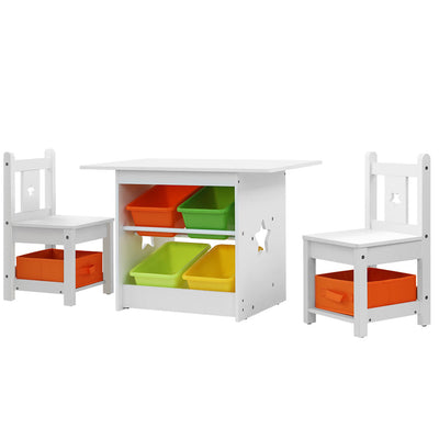 NNEDSZ 3 PCS Kids Table and Chairs Set Children Furniture Play Toys Storage Box-0