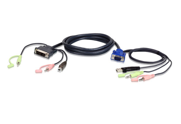 Aten KVM Cable 3m with VGA, USB & Audio to DVI-I (Single Link)