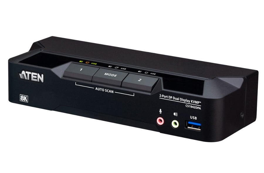 Aten Desktop 2-Port USB 3.0 8K DisplayPort Dual-Display KVMP™ Switch