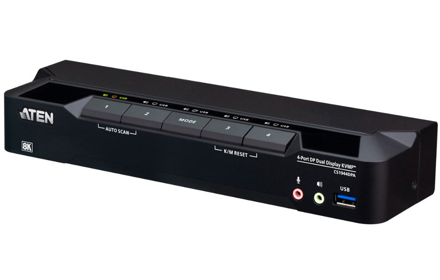 Aten Desktop 4-Port USB 3.0 8K DisplayPort Dual-Display KVMP™ Switch
