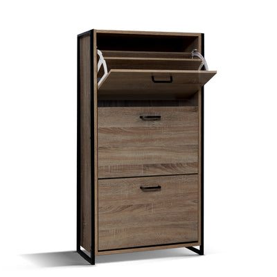 NNEDSZ Shoe Cabinet Shoes Storage Rack Wooden Organiser Up to 24 Pairs Shelf Cupboard Metal Frame-0