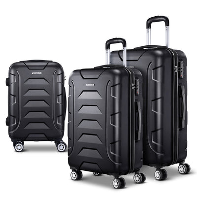 NNEDSZ 3PCS Carry On Luggage Sets Suitcase TSA Travel Hard Case Lightweight Black-0