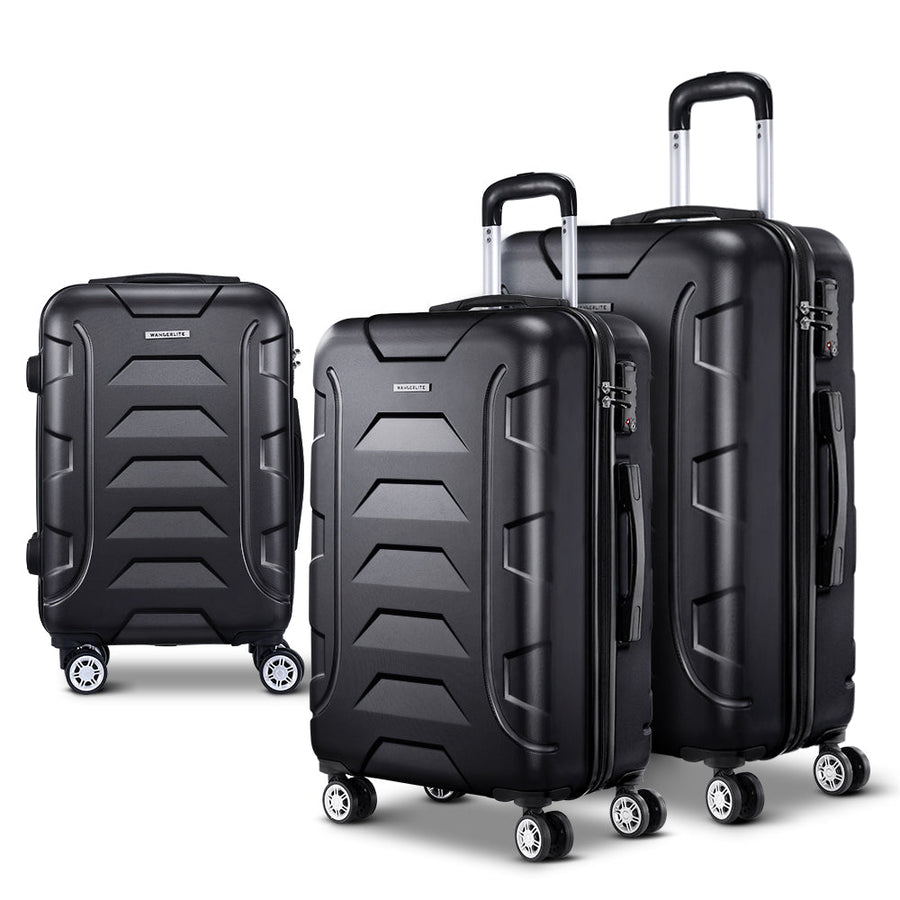 NNEDSZ 3PCS Carry On Luggage Sets Suitcase TSA Travel Hard Case Lightweight Black-0