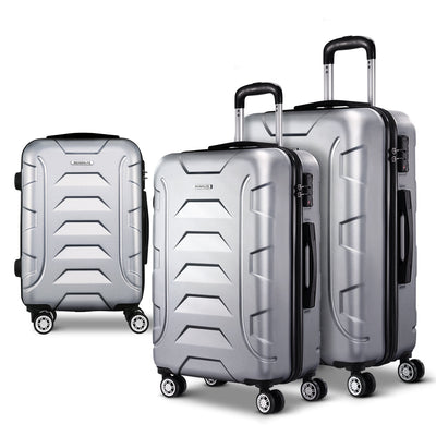 NNEDSZ 3PCS Carry On Luggage Sets Suitcase TSA Travel Hard Case Lightweight Silver-0