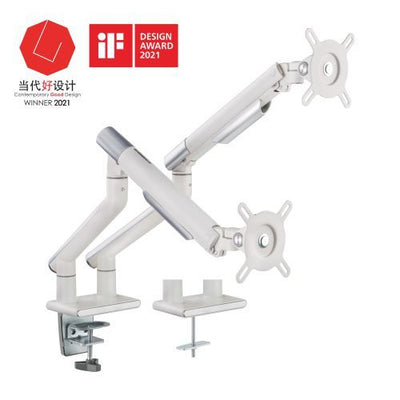 Brateck Dual Monitor Premium Slim Aluminum Spring-Assisted Monitor Arm Fix Most 17"-32" Monitor Up to 9kg per