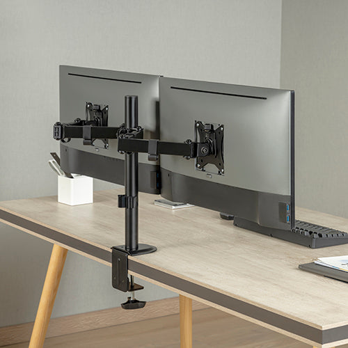 Brateck Dual-Monitor Steel Articulating Monitor Mount Fit Most 17"-32" Monitor Up to 20KG VESA 75x75