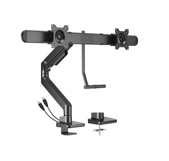 Brateck LDT81-C022UC-B Noteworthy Gas Spring Dual Monitor Air with USB-A/USB-C Ports Fit Most 17"-32" Monitor Fine