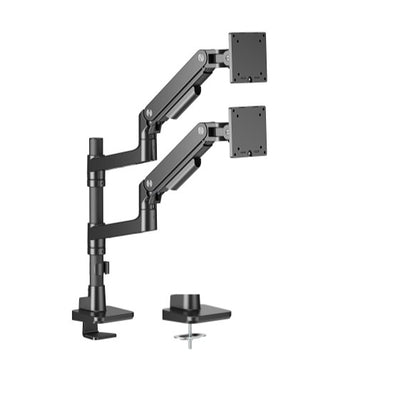 Brateck LDT81-C024P-B Noteworthy Pole-Mounted Heavy-Duty Gas Spring Dual Monitor Arm Fit Most 17"-49" Monitor Fine
