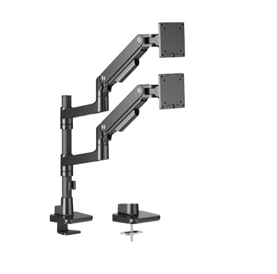 Brateck LDT81-C024P-B Noteworthy Pole-Mounted Heavy-Duty Gas Spring Dual Monitor Arm Fit Most 17"-49" Monitor Fine
