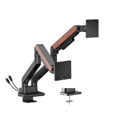 Brateck LDT81N-C024UC Fusion Heavy-Duty Gas Spring Dual Monitor Arm with USB-A/USB-C Ports For most 17"~35"