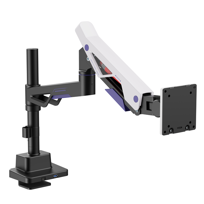 Brateck LDT95-C012UCP Atlas Neo Gaming Pole-Mounted Monitor Arm with USB-A & USB-C Ports For most 24"~57" Monitors