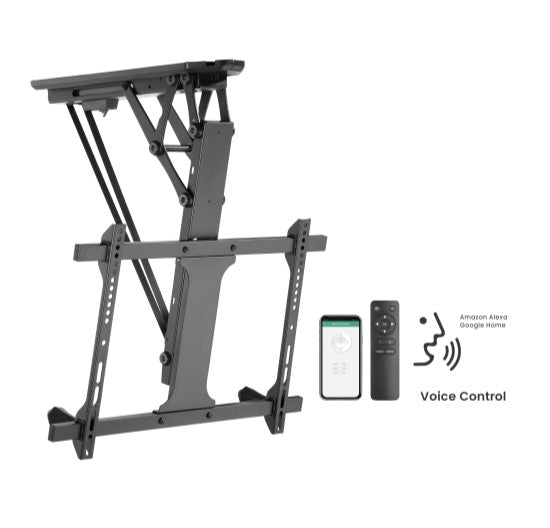Brateck PLB-M0546AI Smart Flip Down TV Ceiling Mount Powered by TUYA Support most 32" ~ 70" TVs (Black) (LS)