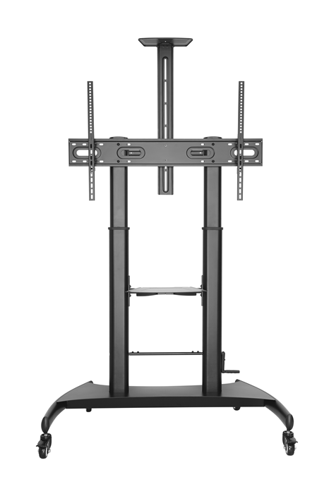 Brateck Large Screen Telescopic Height-Adjustable Steel TV Cart with Crank Handle Fit 60"-100" Up to 100kg- Matte