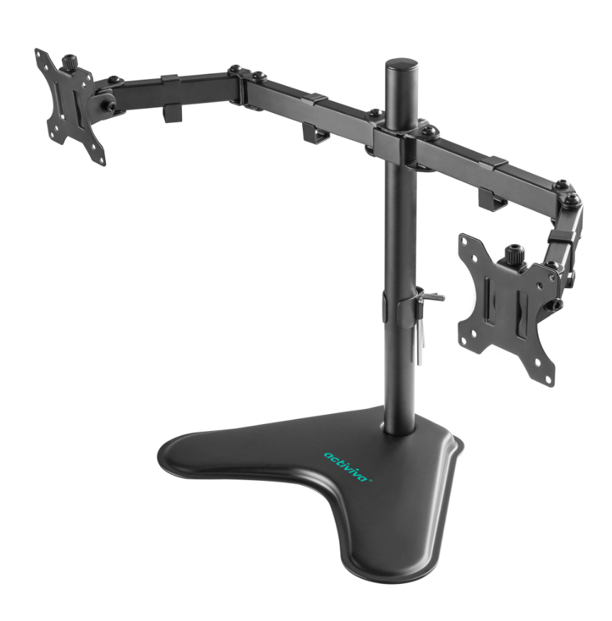 MBEAT® activiva Dual-Screen Articulating Monitor Arm with Free-Standing Desktop Base provides perfect solution for