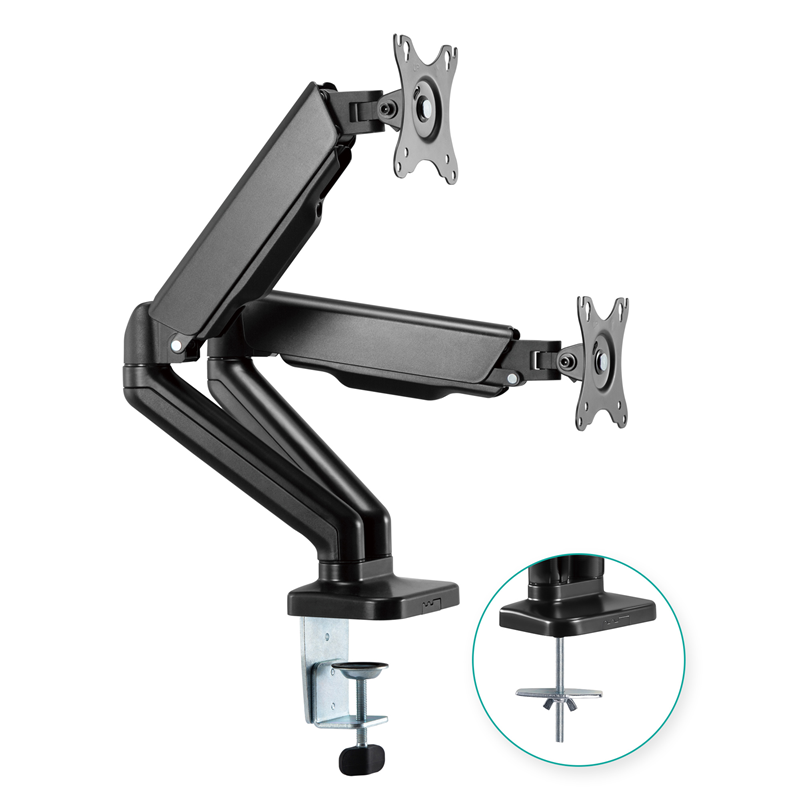MBEAT® activiva ErgoLife Dual Monitor Screen Steel Gas Spring Monitor Arm Built-in Spring Tension Cable Management