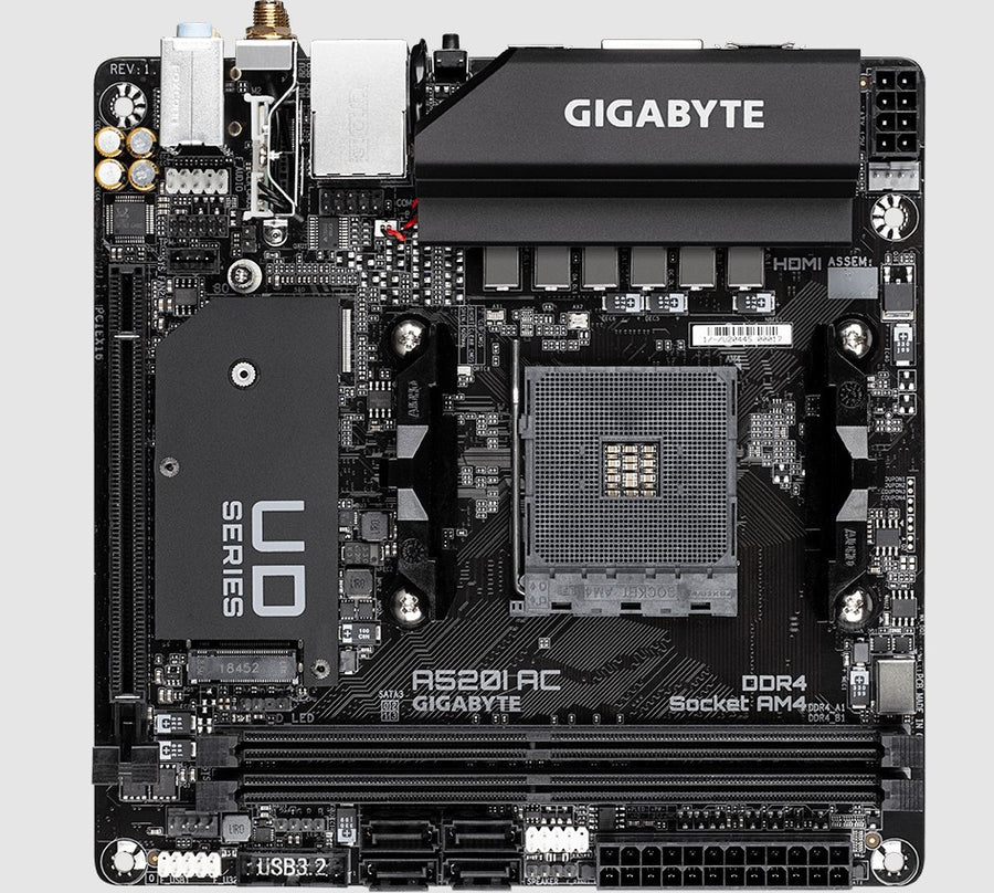 Gigabyte A520I AC AMD A520 Mini-ITX Ultra Durable Motherboard with Direct 6 Phases Digital VRM