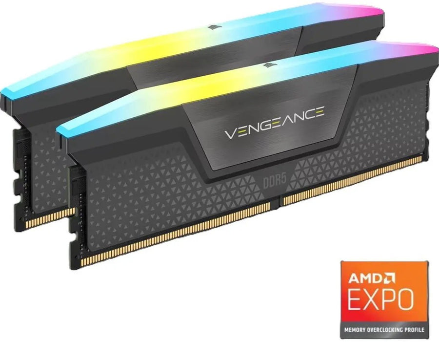 Corsair Vengeance RGB DDR5 16GB (2 x 8GB) DDR5 5200 CL40-40-40-77 1.25V Intel XMP & AMD EXPO - GREY