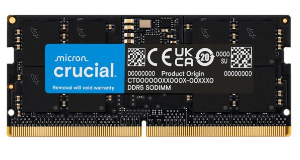 Micron (Crucial) Crucial 16GB (1x16GB) DDR5 SODIMM 5600MHz CL46 Notebook Laptop Memory Tray Version ~CT16G48C40S5