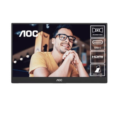 AOC 15.6inch FHD IPS 1920x1080 16:9, 800:1 Contrast 230 Nits 2x USB-C 1x Mini HDMI, 1Wx2 Speakers, Foldable Smart Cover,