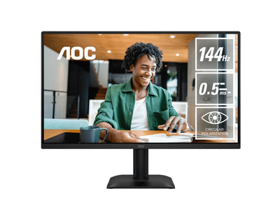 AOC 23.8" IPS, 1920x1080 144Hz, 4ms GtG, 300 cd/m2, 1500:1, 178 deg VA, sRGB 112%, HDMI/DP, tilt adjust, 16.7M colours