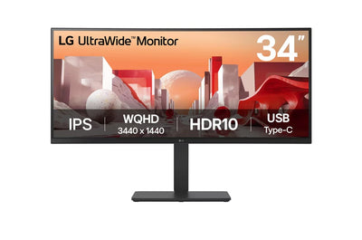 LG 34" UltraWide QHD Curved IPS 60Hz Monitor 3440x1440, sRGB 99%, HDR10, built-in power and speakers