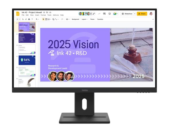 Lenovo ThinkVision E27Q-40 27" 100Hz QHD IPS Monitor 2K 2560x1440 16:9 4ms Tilt Swivel Pivot Height Adjust 2xHDMI
