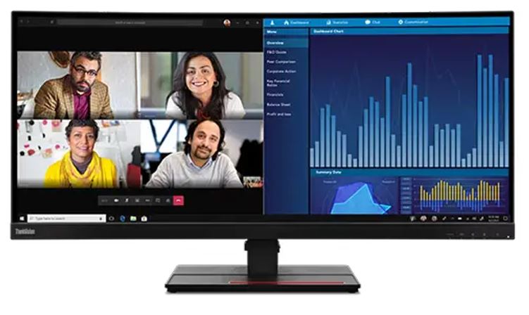 Lenovo ThinkVision P34W-20 34" 60Hz QHD IPS Monitor 4K 3440x1440 21:09 4ms Height Adjustable Tilt Swivel 100W PD