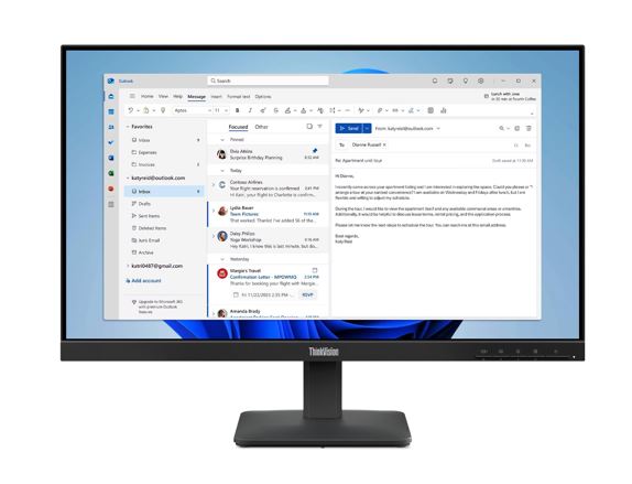 Lenovo ThinkVision S24-4E 23.8"/24" FHD IPS Monitor 1920x1080 16:9 4ms 100Hz Anti-glare Tilt VGA HDMI Tilt VESA