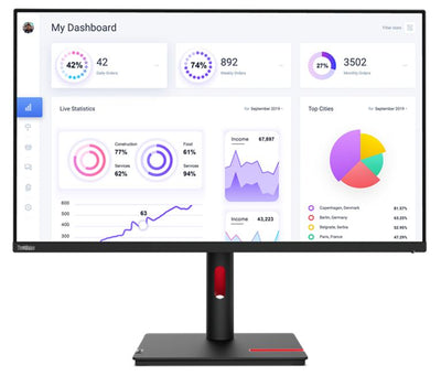Lenovo ThinkVision T32p-30 31.5"/32" UHD Monitor IPS 4K 3840x2160 16:9 Height Adjustable Tilt Swivel Pivot DP HDMI