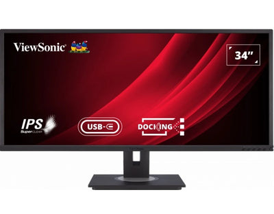 ViewSonic VG3456 34" WQHD 3440x1440 USB-C Docking Monitor, 90W charger, Ethernet, FreeSync, speakers