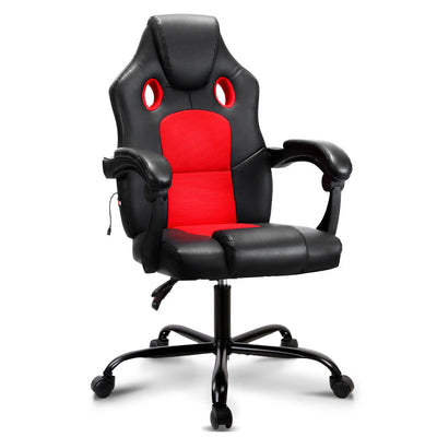 NNEDSZ  Massage Office Chair Gaming Computer Seat Recliner Racer Red-0