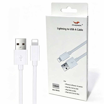 USP Lightning to USB-A Mini Cable (1M) White - Quick Charge & Connect