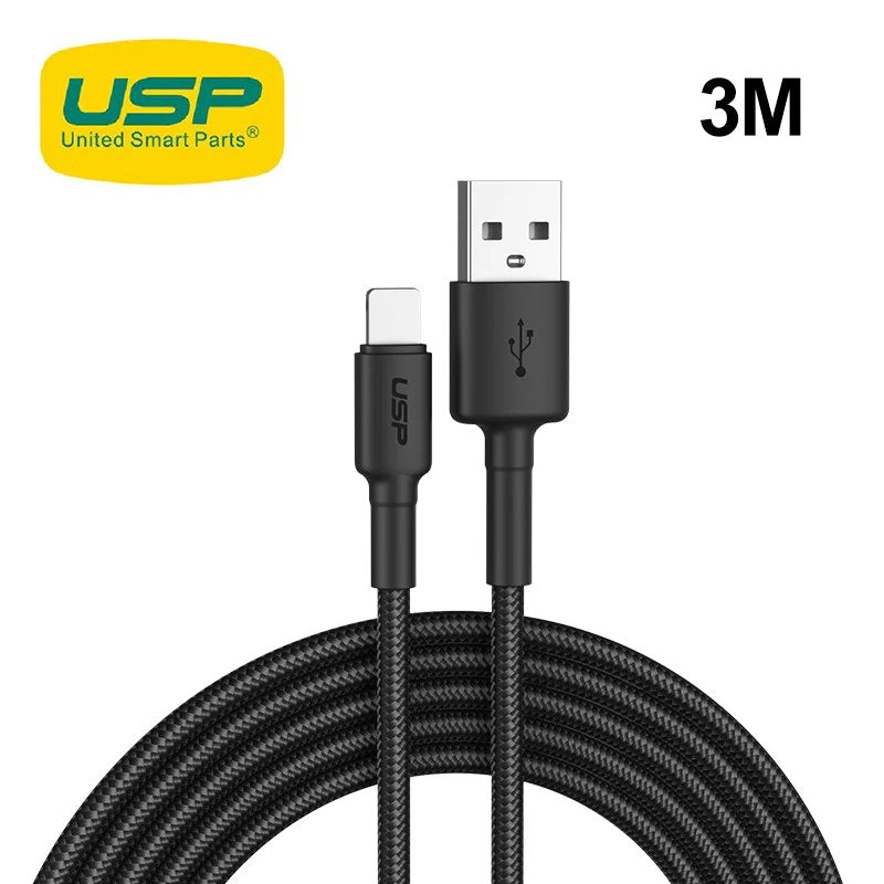 USP BoostUp Lightning to USB-A Cable (3M) Black - Quick Charge & Connect