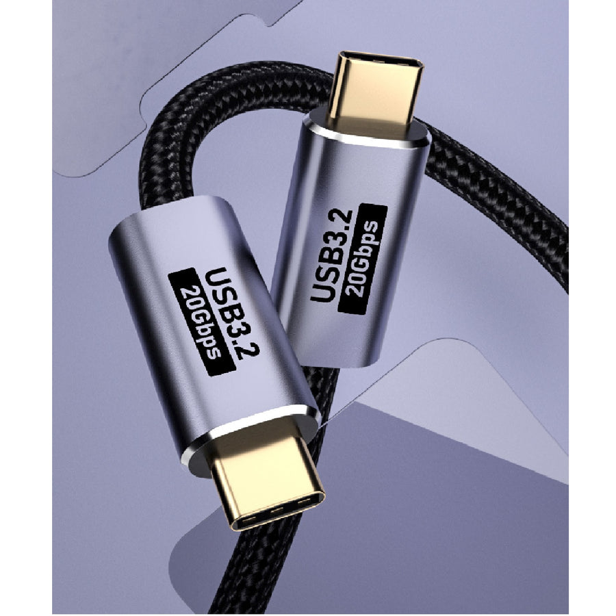 USP BoostUp Cafule Braided USB-C to USB-C (3.2 Gen 2x2) Charge & Video Cable (1M) - Black