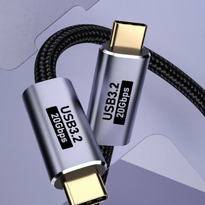 USP BoostUp Cafule Braided USB-C to USB-C (3.2 Gen 2x2) Charge & Video Cable (2M) - Black