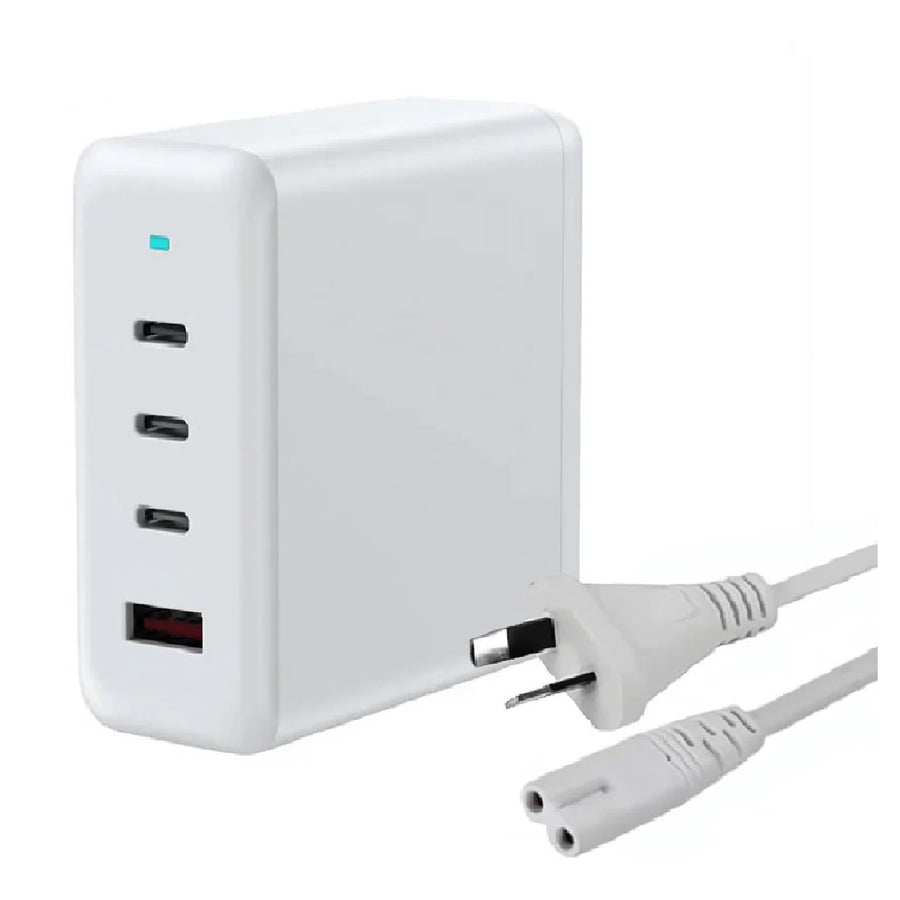USP 100W Four Ports USB-C PD GaN Wall Charger White - 3x USB-C