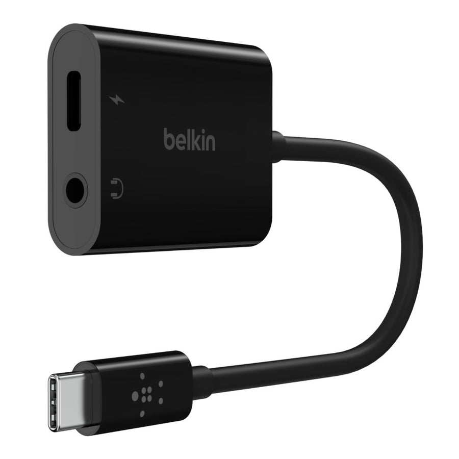 Belkin RockStar 3.5mm Audio + USB-C PD Charge Adapter - Black (NPA004btBK)