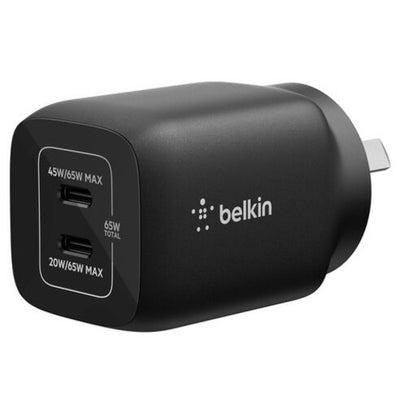 Belkin Dual USB-C 65W (45W + 20W) Wall Charger - Black (ENA007auBK)