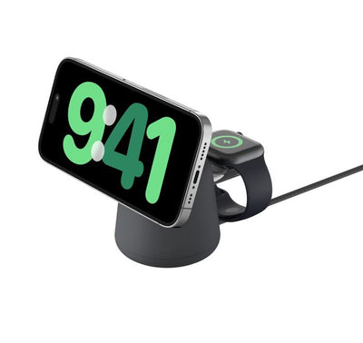 Belkin BoostCharge Pro 2-in-1 Wireless Qi2 Charging Dock + 30W USB-C PSU + USB-C Cable (1.5M) - Black (WIZ027auH36)